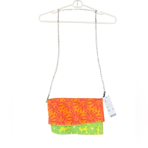 Urban Outfitters Handbags - Urban Outfitters Women's Chain Strap Clutch/Shoulder/Crossbody Orange Green Bag